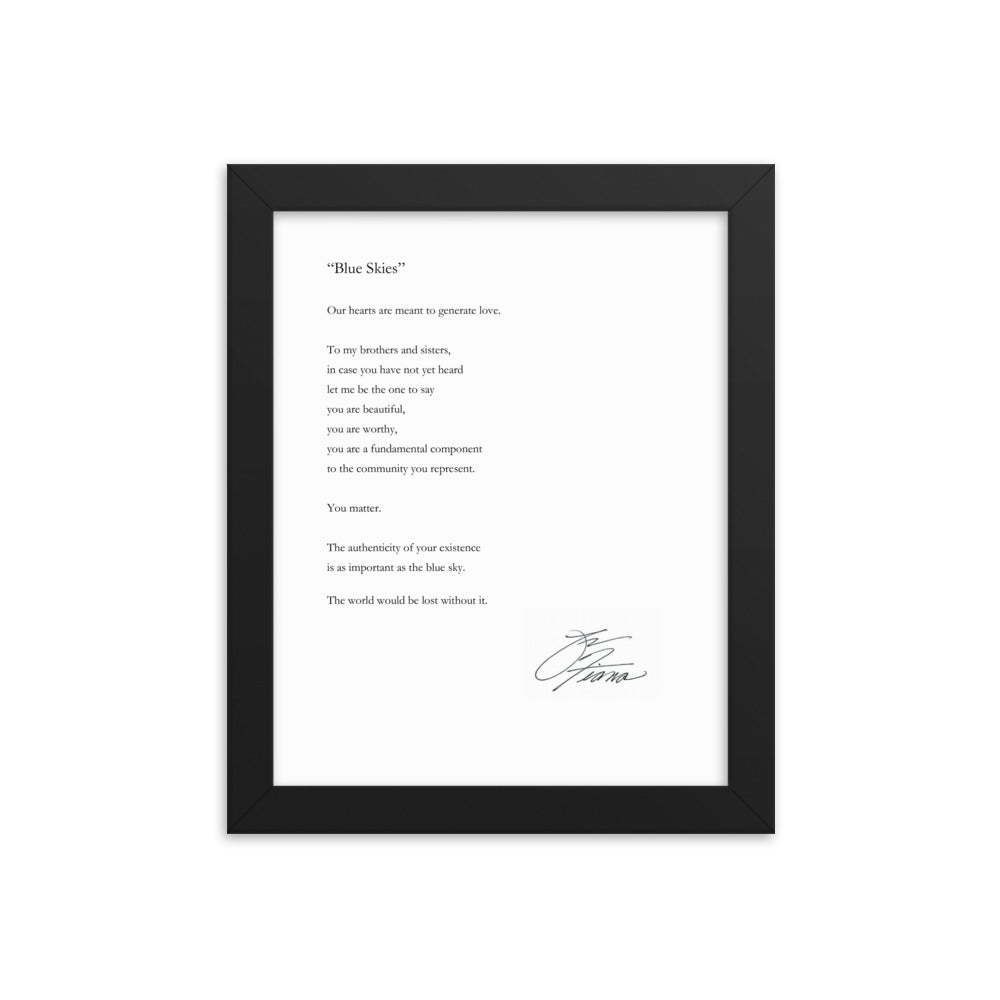 "Blue Skies" Framed Poem